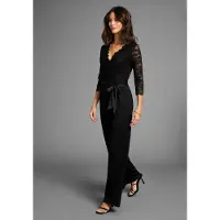 Laura scott Jumpsuit mit Spitzenoberteil und Satin-Bindegürtel, Gr. 34 - N-Gr, schwarz, , 59250655-34 N-Gr