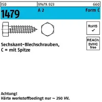Industrial Quality Supplies Blechschraube ISO 1479 m.Spitze/6-kant C 8 x 16 A 2