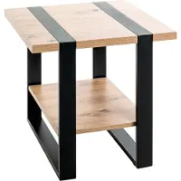Haku Beistelltisch, quadratisch, Stahlrohr pulverbeschichtet, melaminharzbeschichtet, B 450 x T 450 x H 450 mm, schwarz/Eiche hell