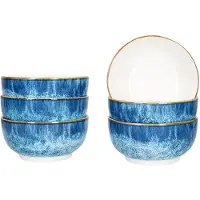 MamboCat Marina 6x Müslischale Ø14cm 400ml Porzellan 6 Pers blaue Dessertschüssel maritim
