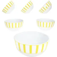 MamboCat Split gelb 6x Müsli-Schale Ø14cm 400ml Porzellan 6 Pers Dessertschüssel Streifen