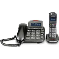 Emporia TH-21ABB, Analoges/DECT-Telefon, Drahtgebundenes & drahtloses Handgerät, Freisprecheinrichtung, 50 Eintragungen, Anrufer-Identifikation, Schwarz