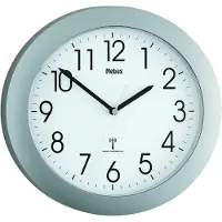 Mebus Funk-Wanduhr mit silbernem Rahmen und 25 cm Durchmesser / Farbe: Silber/Weiß / Modell 52451