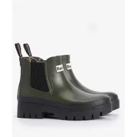 Barbour Regenstiefel Halton Chelsea Welly Damen Olive Black-Schuhgröße 41