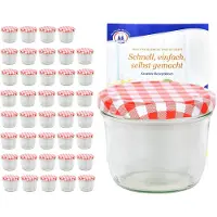 MamboCat 40er Set Sturzglas 230 ml mit rot kariertem Deckel inkl. Diamant Gelierzauber Rezeptheft****Vorpackplatz: REGAL C /// PLATZ 103