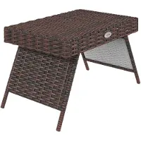 Outsunny Rattan Beistelltisch Wetterfest für Balkon Garten
