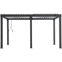 Sunjoy Aluminium Modulare Multi Lamellenpergola mit LED 3x4 MATTERHORN - 306cm x 406cm, anthrazit