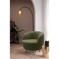 Domo Sessel Denver, ovaler Polstersessel, Loungesessel, bodenfreies Design, Relaxsessel, 72 x 76 x 72 cm (BxTxH), dunkelgrün