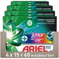 Ariel 4x Ariël Pods 4in1 – 19 Stück à 408,5 g – + Lenor Unstoppables – Farbe