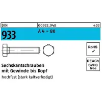 Industrial Quality Supplies Sechskantschraube DIN 933 VG M 20 x 75 A 4 - 80