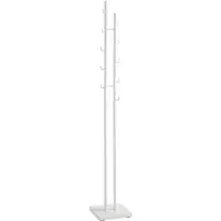 Haku Garderobenständer , 8 Haken mit jeweils 5 kg Tragkraft, Fußplatte, B 290 x T 290 x H 1760 mm, Stahlrohr pulverbeschichtet/Metall, weiß