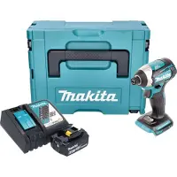 Makita DTD 154 RG1J Akku Schlagschrauber 18 V 175 Nm 1/4" Brushless + 1x Akku 6,0 Ah + Ladegerät + Makpac