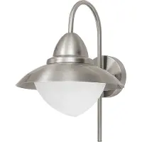 Eglo Außen-Wandlampe Sidney, 1 flammige Außenleuchte, Wandleuchte aus Edelstahl in Silber und Glas in Weiß, opal-matt, E27 Fassung, IP44