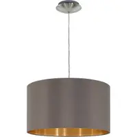 Eglo Modern Textil MASERLO nickel-matt, Schirm CAPPUCCINO / GOLD, E27 max. 1X60W