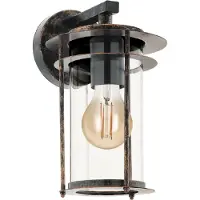 Eglo Außen-Wandlampe Valdeo, 1 flammige Außenleuchte, Wandleuchte aus verzinktem Stahl, Farbe: Kupferfarben-antik, Glas: klar, Fassung: E27, IP44