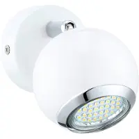 Eglo LED Wandlampe Bimeda, Wandleuchte, Wandstrahler aus Metall in Weiß und Chrom, Wohnzimmerlampe, Spot inkl. GU10 Leuchtmittel, warmweiß