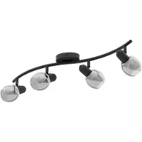 Eglo Deckenlampe Pollica, 4 flammige Deckenleuchte, Deckenstrahler aus Stahl und Rauchglas, Wohnzimmerlampe in Schwarz, Küchenlampe, Flurlampe, E14