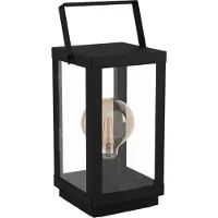 Eglo Tischlampe Bradford 1, Tischleuchte, Nachttischlampe aus Metall in Schwarz und Glas in Klar, Wohnzimmerlampe, Lampe mit Schalter, E27 Fassung