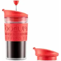 Bodum Travel Press Set mit Extra-Deckel Basic Rot 350 ml