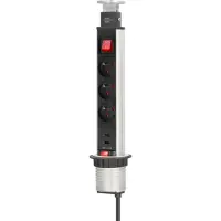 Brennenstuhl , Steckdosenleiste 3-fach & 2 USB 2m mit Schalter, Schwarz / Silber