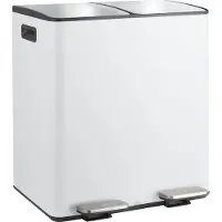 Spirella Mülleimer Mülltrennsystem Mülltrennung mit Deckel 40 L (2x20 Liter) mit Inneneimer große Abfallbehälter Abfalleimer Treteimer Edelstahl