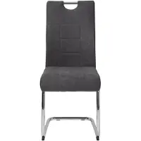 Hela Tische - 4er Set Freischwinger Esszimmerstuhl Alina - Bezug Webstoff Anthrazit - Metallgestell Chrom und Griffstange - Belastbarkeit 120 kg