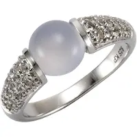 Jamelli Damenring mit Chalcedon Jamelli Blau/Weiß
