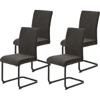 Hela Tische, 4er Set Freischwinger Esszimmerstuhl LINN - Bezug Webstoff Braun - ergonomische Lehne - Vierkant Metallgestell - 140kg belastbar