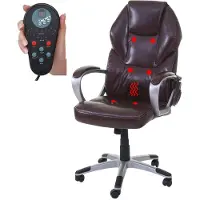 Mendler Massage-Bürostuhl MCW-A69, Drehstuhl Chefsessel, Heizfunktion Massagefunktion Kunstleder bordeaux