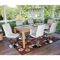 Mendler 6er-Set Esszimmerstuhl MCW-C41, Stuhl Küchenstuhl, höhenverstellbar drehbar, Kunstleder MVG- weiß