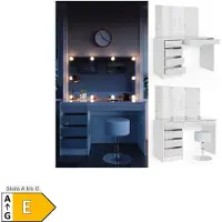 Vicco Schminktisch Sherry Weiß 120 cm mit Spiegel, LED-Lichterkette und Hocker, Model 33954