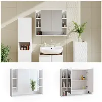 Vicco Badspiegelschrank Elira Weiß 80.2 x 64 cm, Model 37041