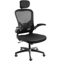 TecTake - Bürostuhl - Ergonomischer Chefsessel - Kopfstütze - Drehstuhl - Stufenlos verstellbare Sitzhöhe - Höhenverstellbare Lendenwirbelstütze - Armlehnen - Neigefunktion - schwarz
