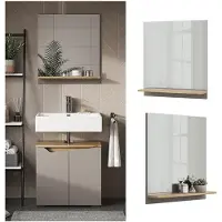 Vicco Badspiegel Marelle Greige 60 x 67 cm mit Regal, Model 47660