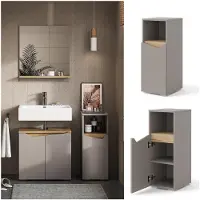 Vicco Midischrank Marelle Greige 30 x 74.5 cm mit Tür und offenem Fach, Model 47657