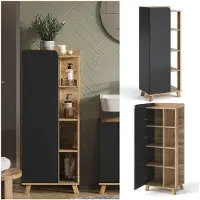 Vicco Midischrank Karen Sonoma/Anthrazit 50 x 128 cm mit Tür und offenen Fächern, Model 47279