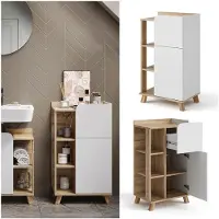 Vicco Unterschrank Karen Sonoma/Weiß 50 x 90 cm mit Tür und Schublade, Model 40733