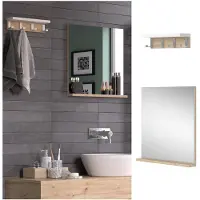 Vicco Badezimmerspiegel Henri Weiß 50 x 51.6 cm mit Regal, Model 40821