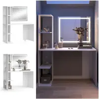 Vicco Schminktisch Tower Weiß 122.2 cm mit LED Spiegel, Model 49443