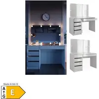 Vicco Schminktisch Sherry Weiß/Gold 120 cm mit LED Beleuchtung, Model 47712
