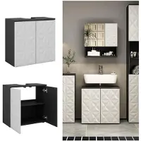 Vicco Waschbeckenunterschrank Edge Schwarz 60 x 57 cm mit 2 Türen, Model 40298