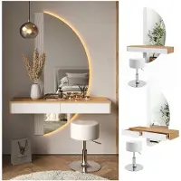Vicco Schminktisch Melisa Weiß 120 cm mit LED Beleuchtung und Hocker, Model 40873