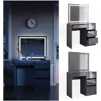 Vicco Schminktisch Sherry Anthrazit 90 cm mit LED- Spiegel, Model 40843