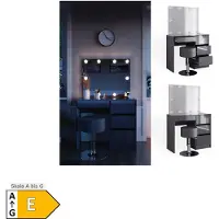 Vicco Schminktisch Sherry Anthrazit Hochglanz 90 cm mit LED Beleuchtung und Hocker, Model 40840