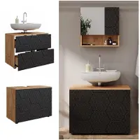 Vicco Waschbeckenunterschrank Irma Anthrazit mit Wabenstruktur 80 x 58.6 cm mit 2 Schubladen, Model 42866
