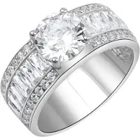 Zeeme Silber Ring 925/- Sterling Silber rhodiniert Zirkonia