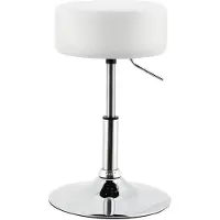 Juskys Schminktisch Hocker Tonia – Sitzhocker rund Ø 33 cm & höhenverstellbar 49 - 64 cm – ergonomischer Polsterhocker mit Kunstleder-Bezug in Weiß