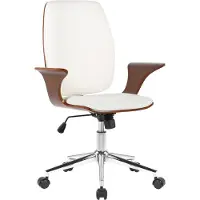CLP Bürostuhl Burbank Höhenverstellbar | Farbe walnuss/weiß Material Kunstleder