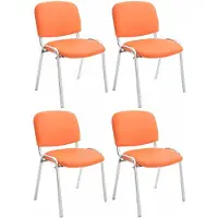 CLP 4er Set Stühle Ken Chrom Kunstleder orange