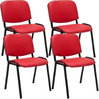 CLP 4er Set Besucherstuhl Ken Kunstleder stapelbar und mit modernem Design rot